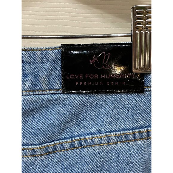 Love For Humanity Premium Denim Wide-Leg Jeans 5/27 Light Blue High-Waisted Crop - Picture 5 of 7